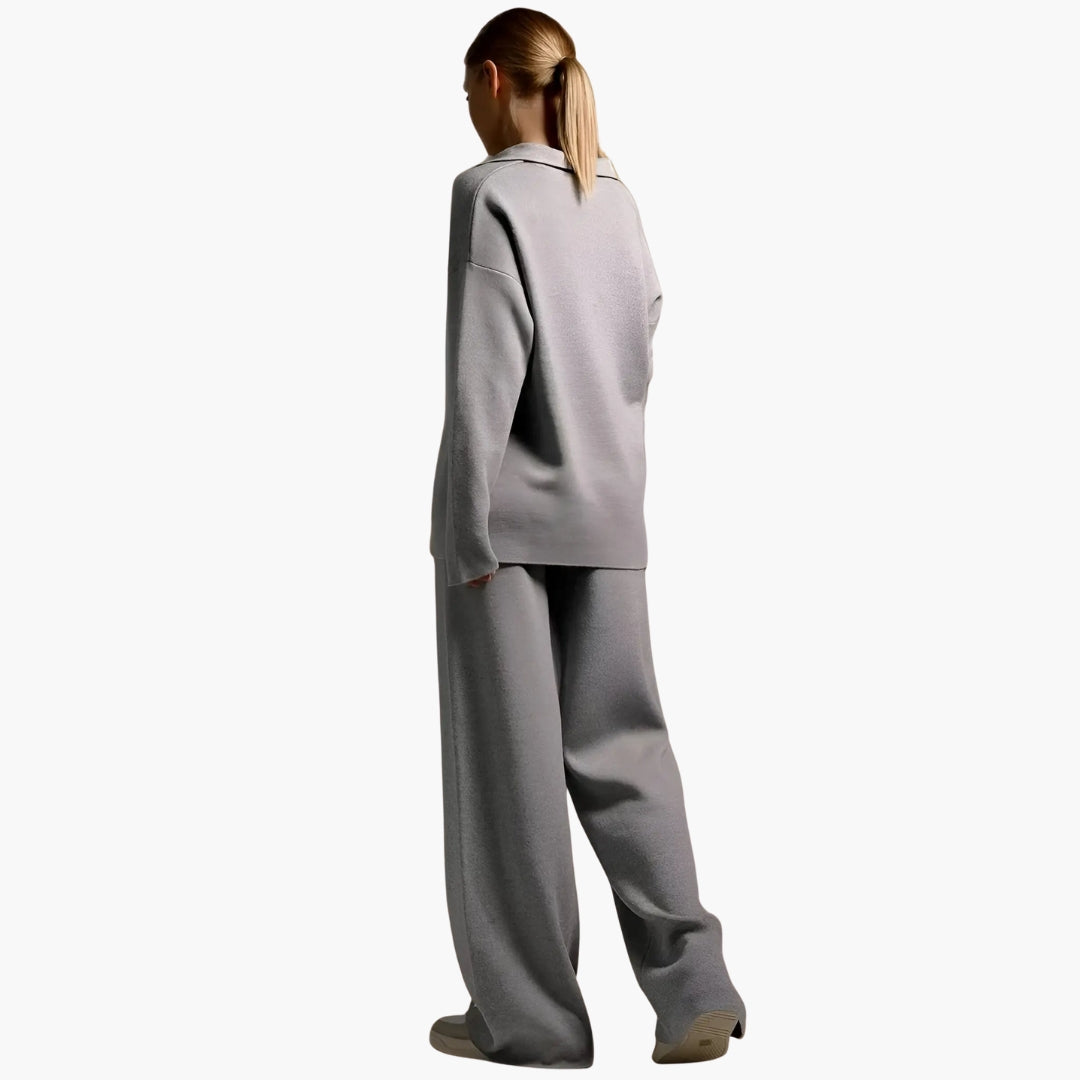 Ensemble deux pièces femme avec haut et pantalon large