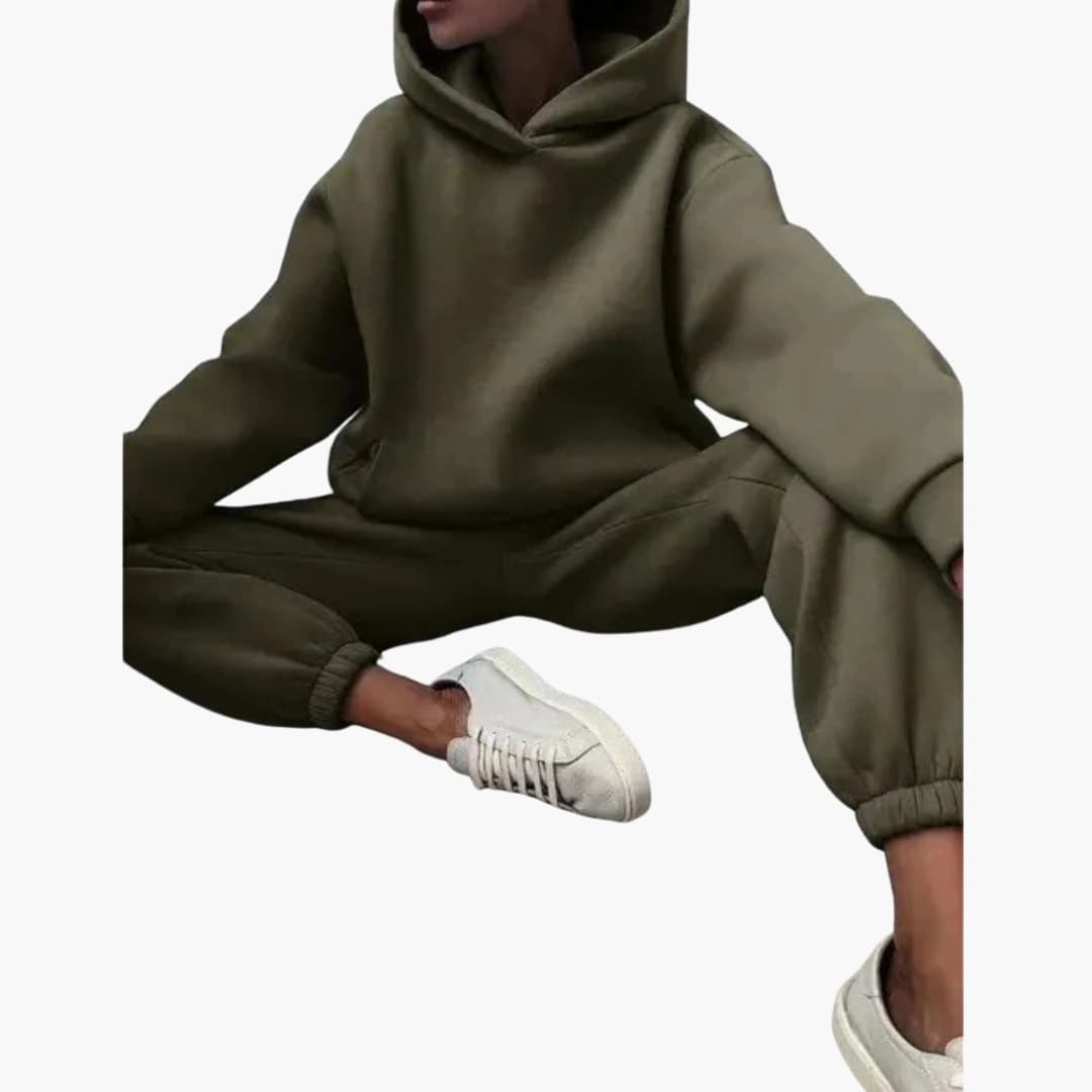 Ensemble deux pièces femme avec sweat à capuche et pantalon jogger