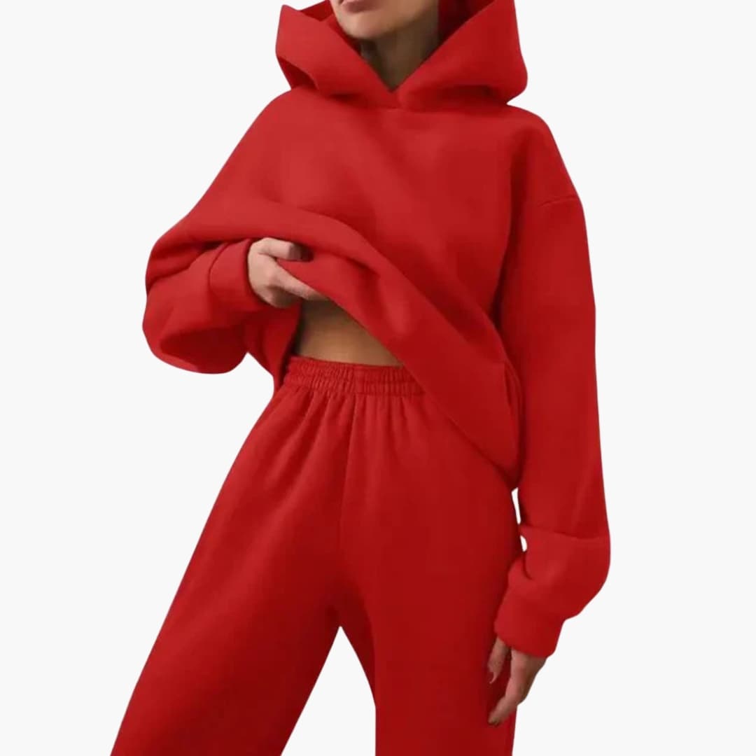 Ensemble deux pièces femme avec sweat à capuche et pantalon jogger