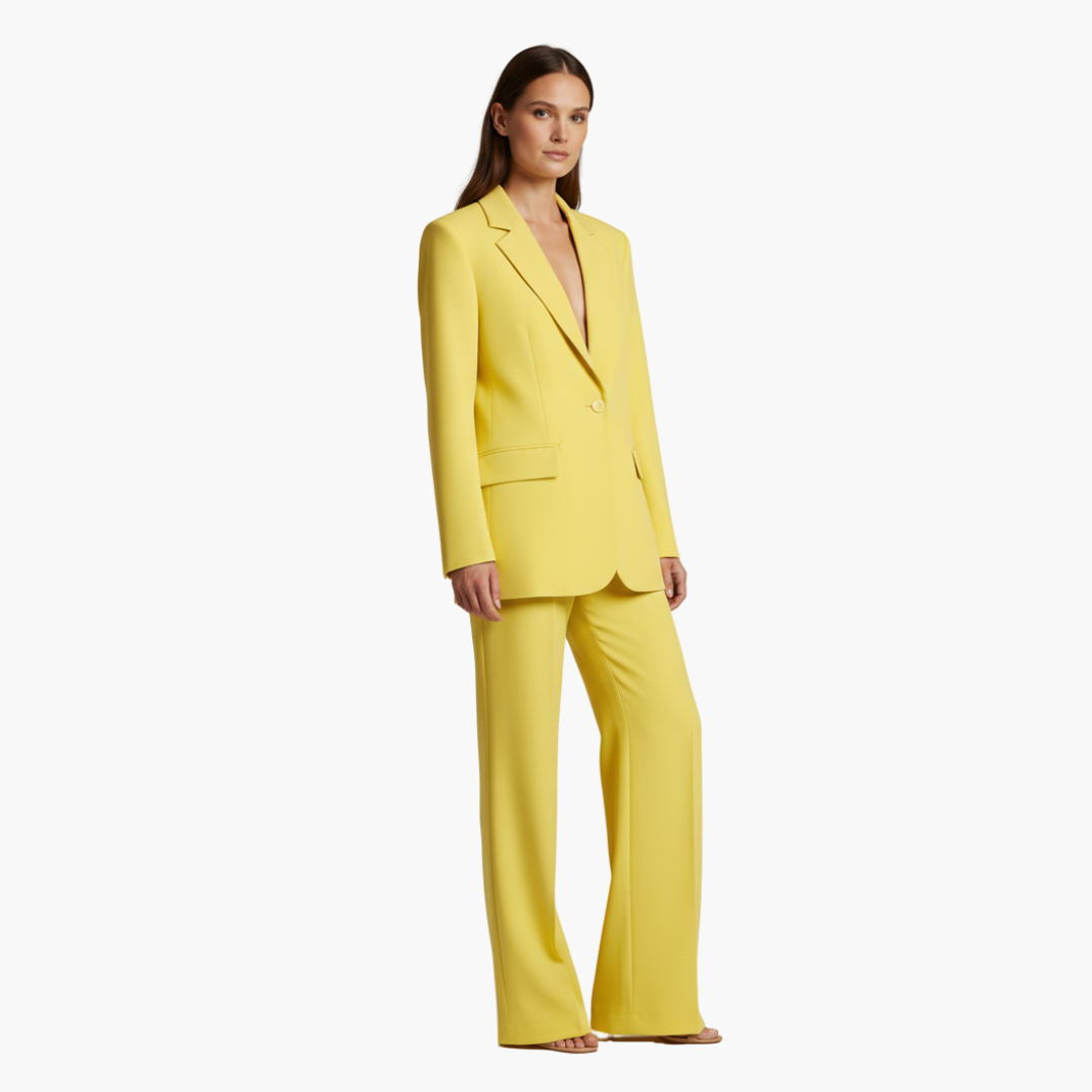 Dames tweedelig set met jas en wijde broek