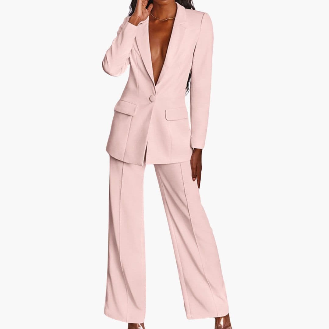 Ensemble deux pièces femme avec veste et pantalon large