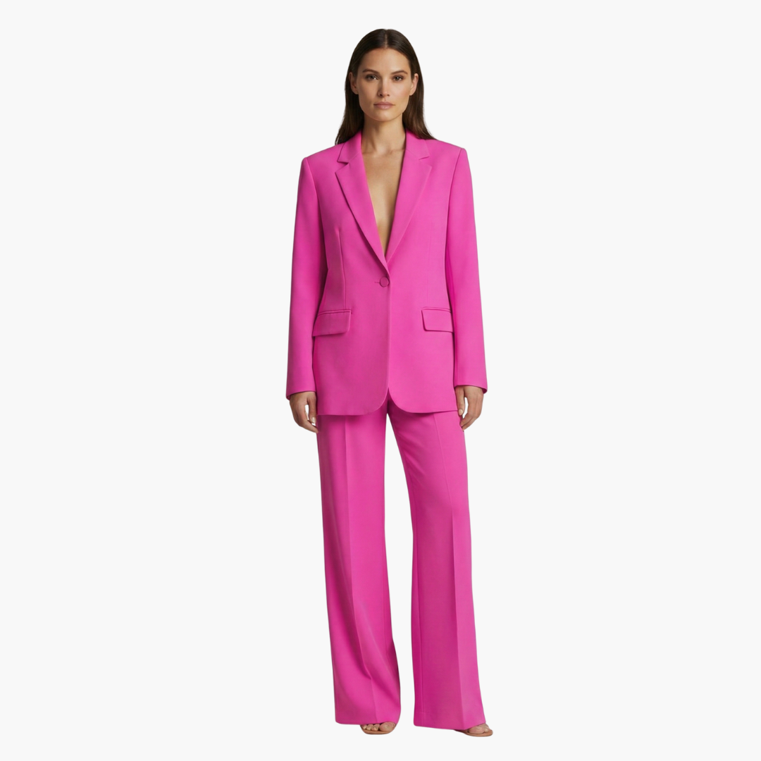 Dames tweedelig set met jas en wijde broek