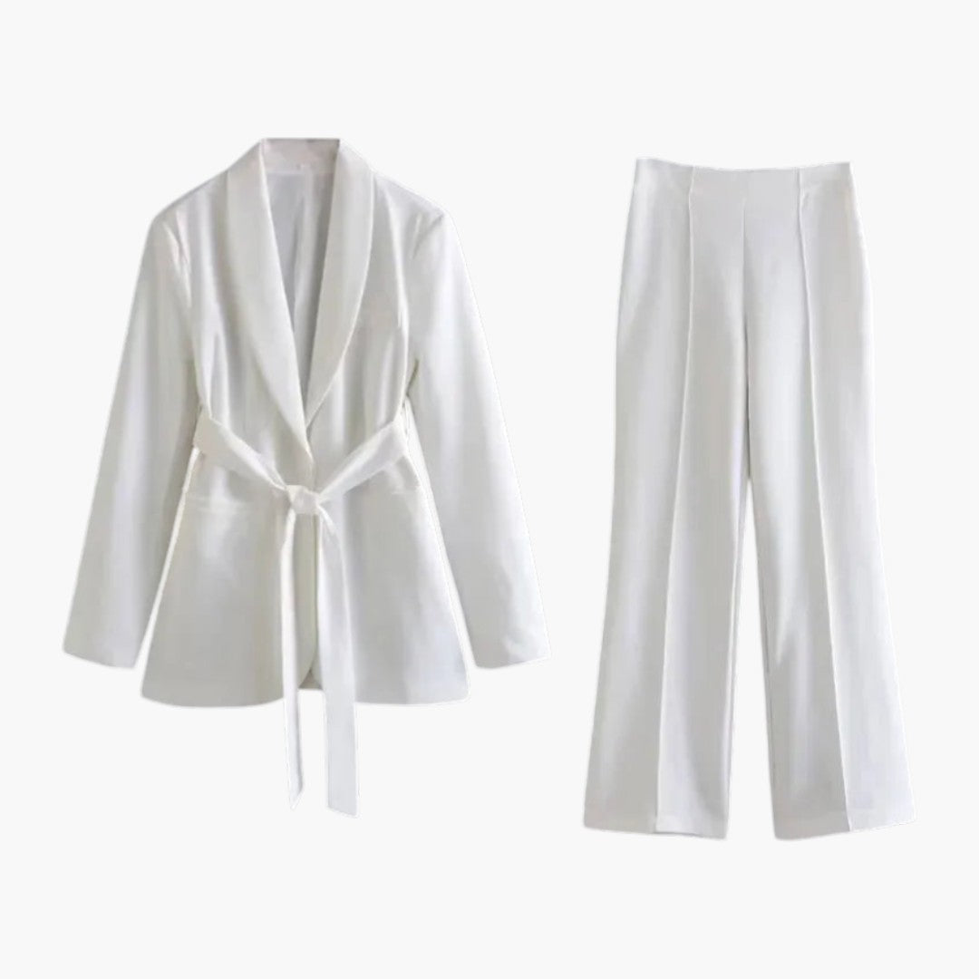 Two-piece women's set with jacket and matching trousers