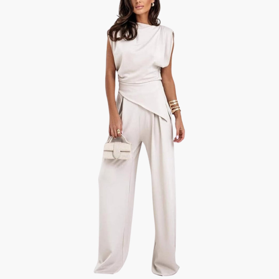 Two-piece women's set with draped top