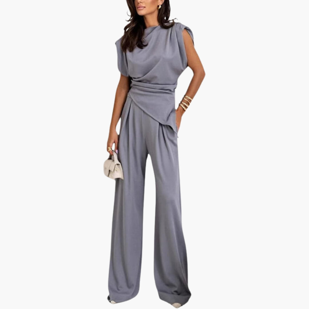 Two-piece women's set with draped top