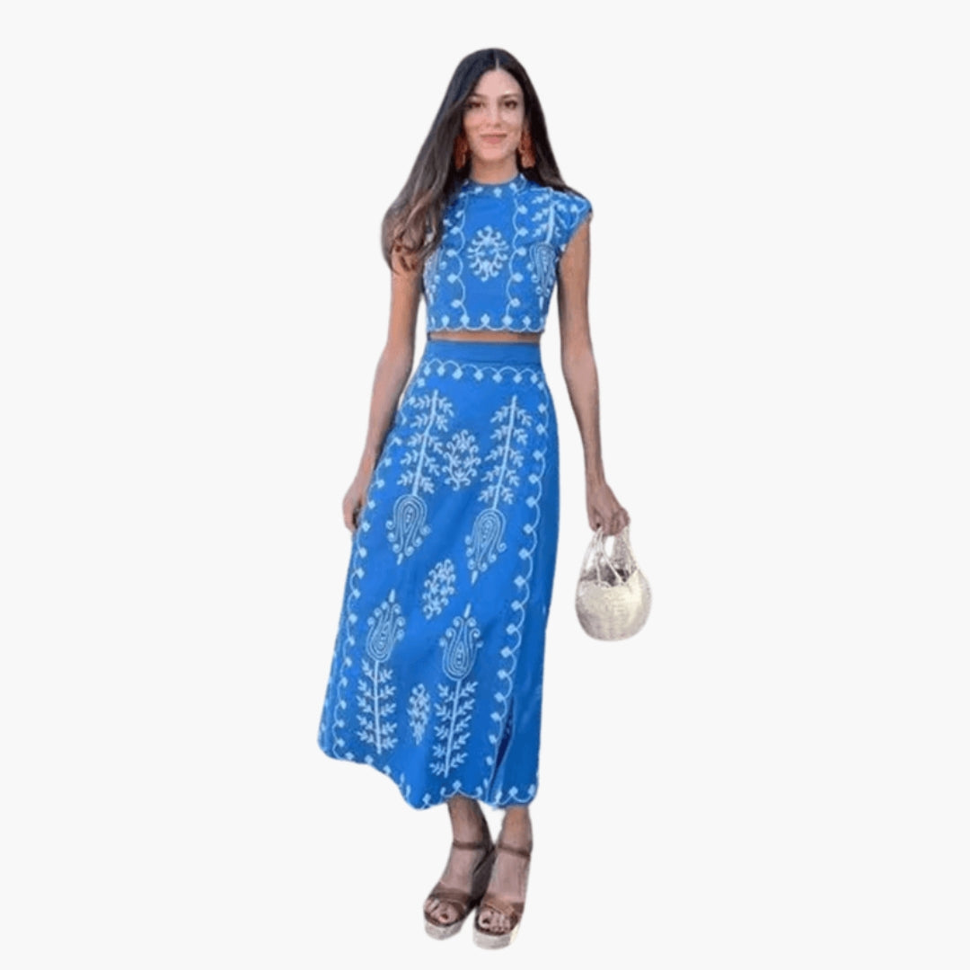 Ensemble femme 2 pièces avec top court et jupe