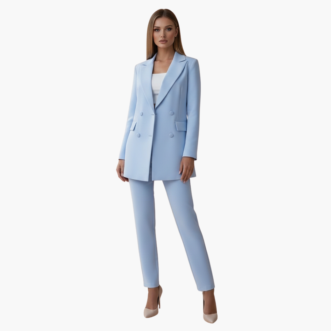 Ensemble femme avec veste et pantalon taille haute