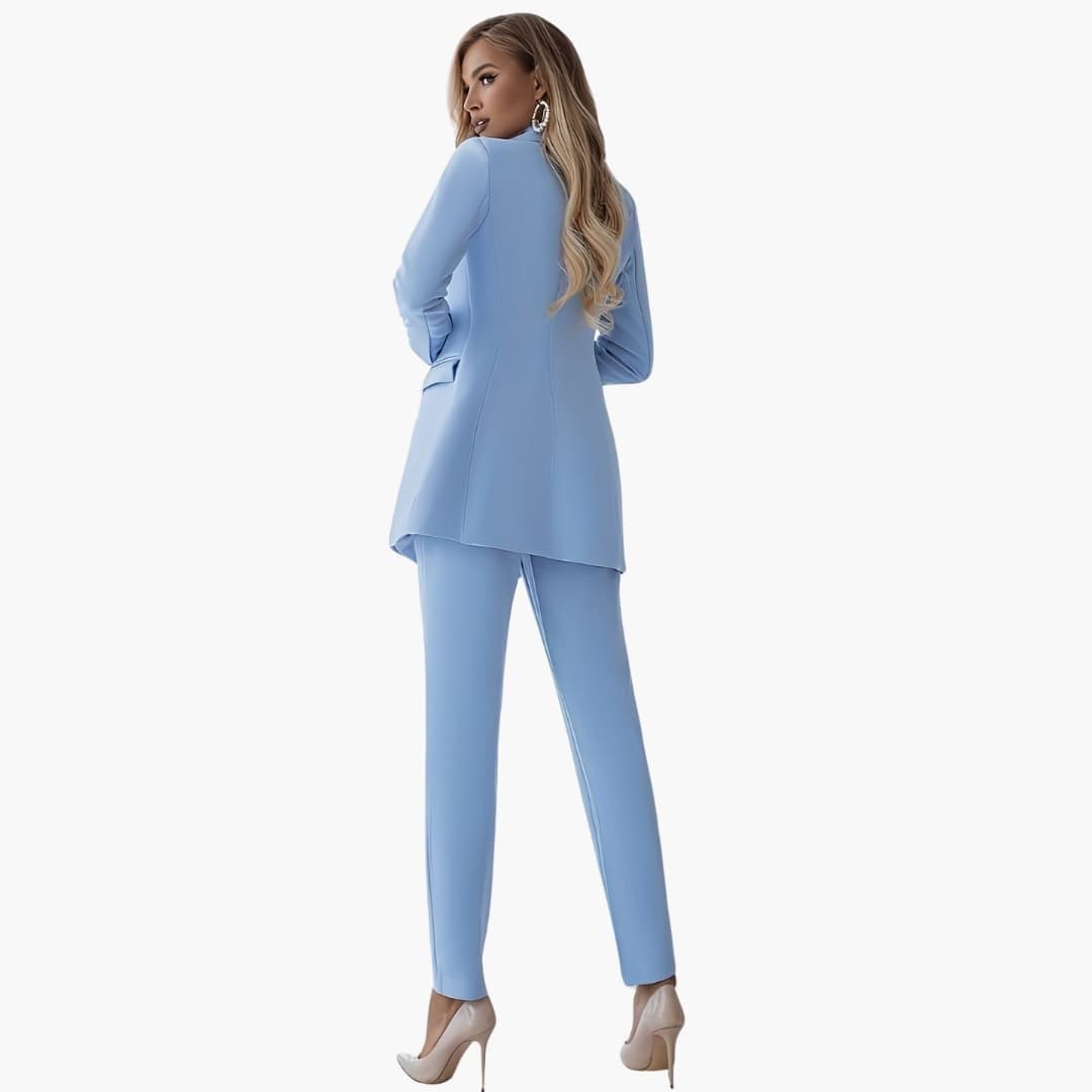 Completo donna con giacca e pantaloni a vita alta
