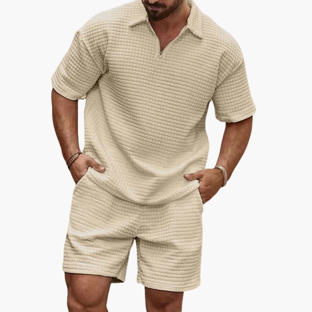 Ensemble homme polo et short avec col zippé