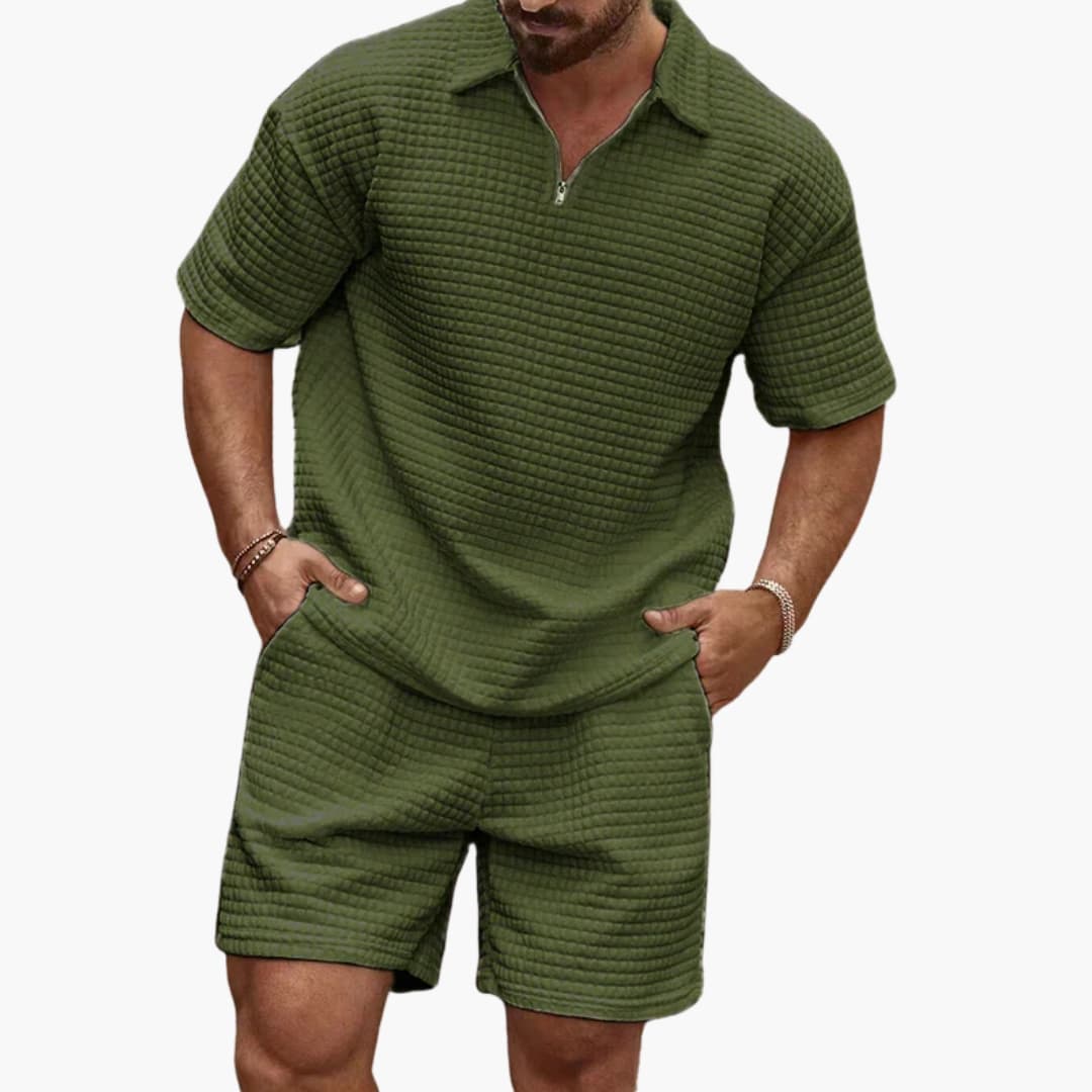 Ensemble homme polo et short avec col zippé