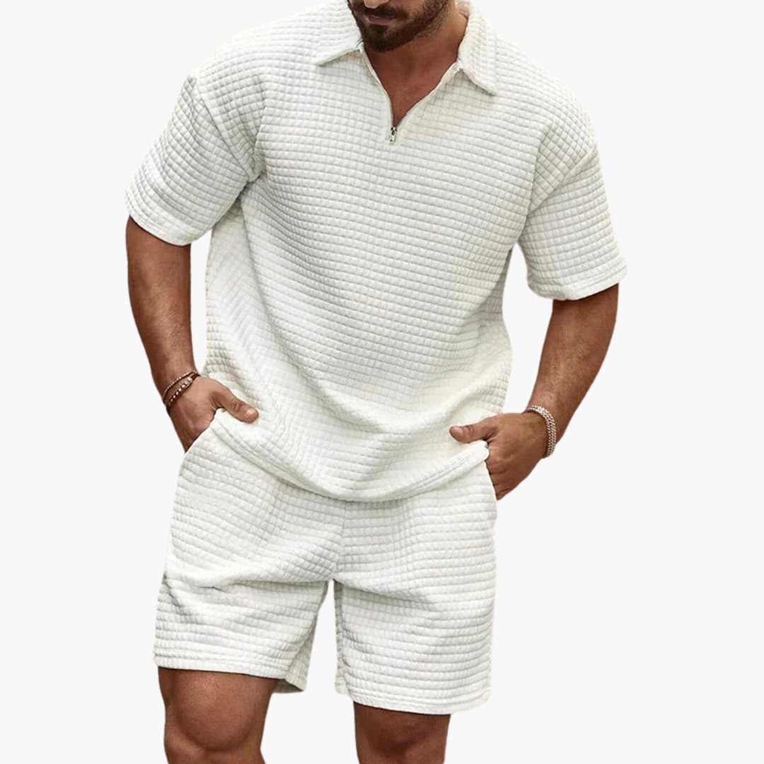 Ensemble homme polo et short avec col zippé