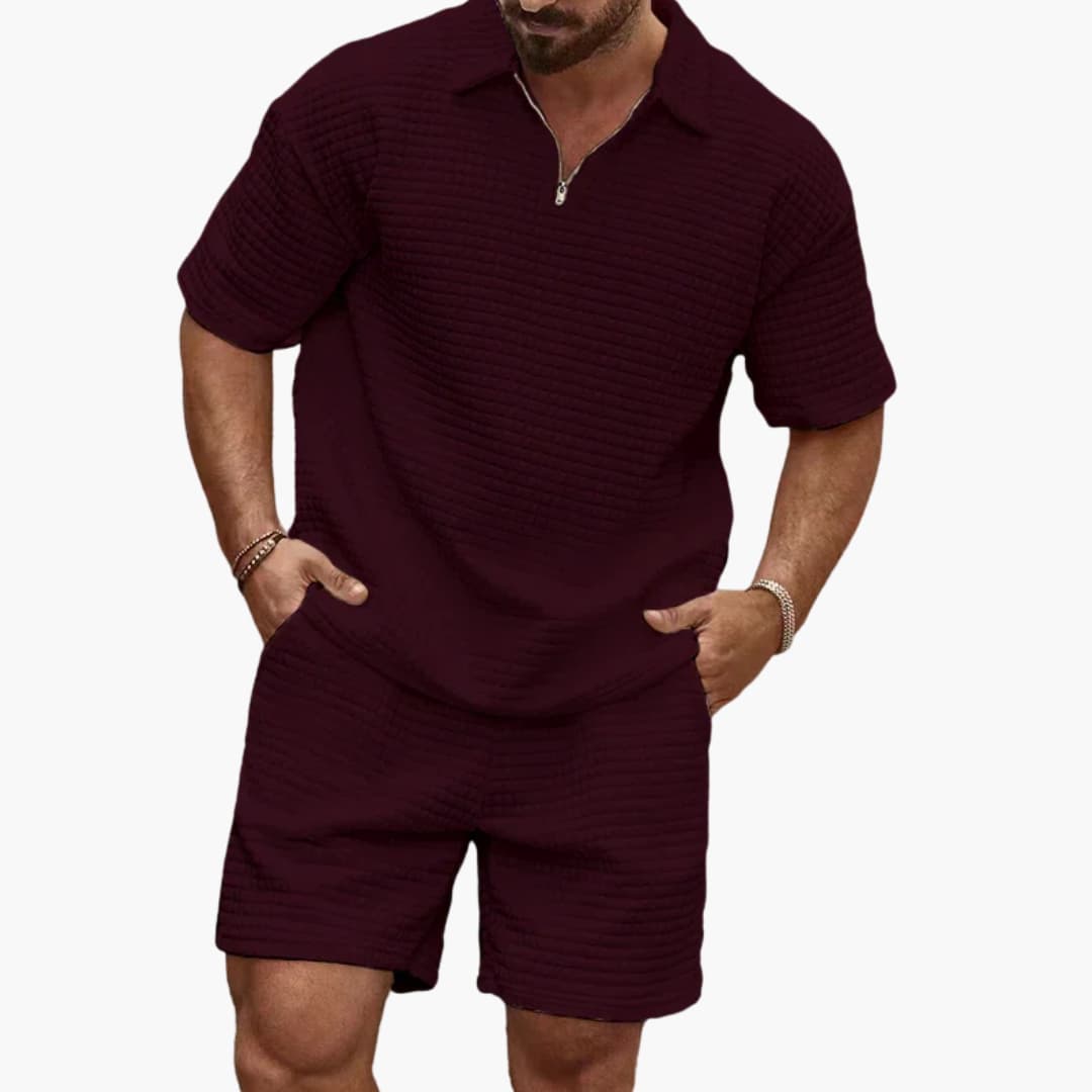 Ensemble homme polo et short avec col zippé