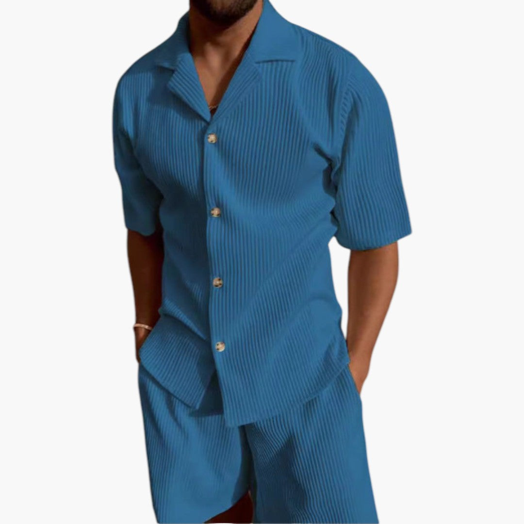 Conjunto para hombres de manga corta con superficie acanalada