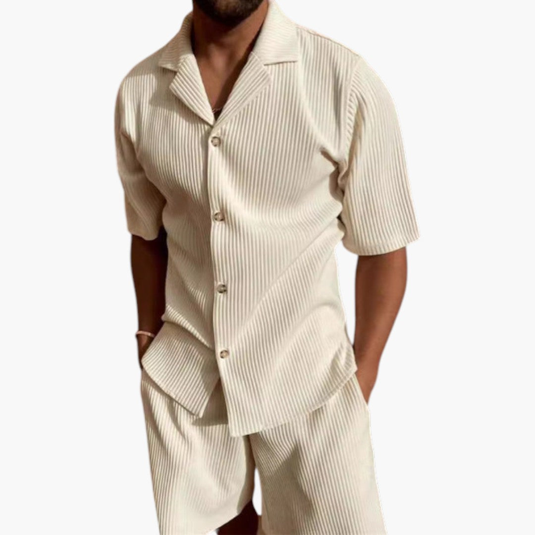 Conjunto para hombres de manga corta con superficie acanalada