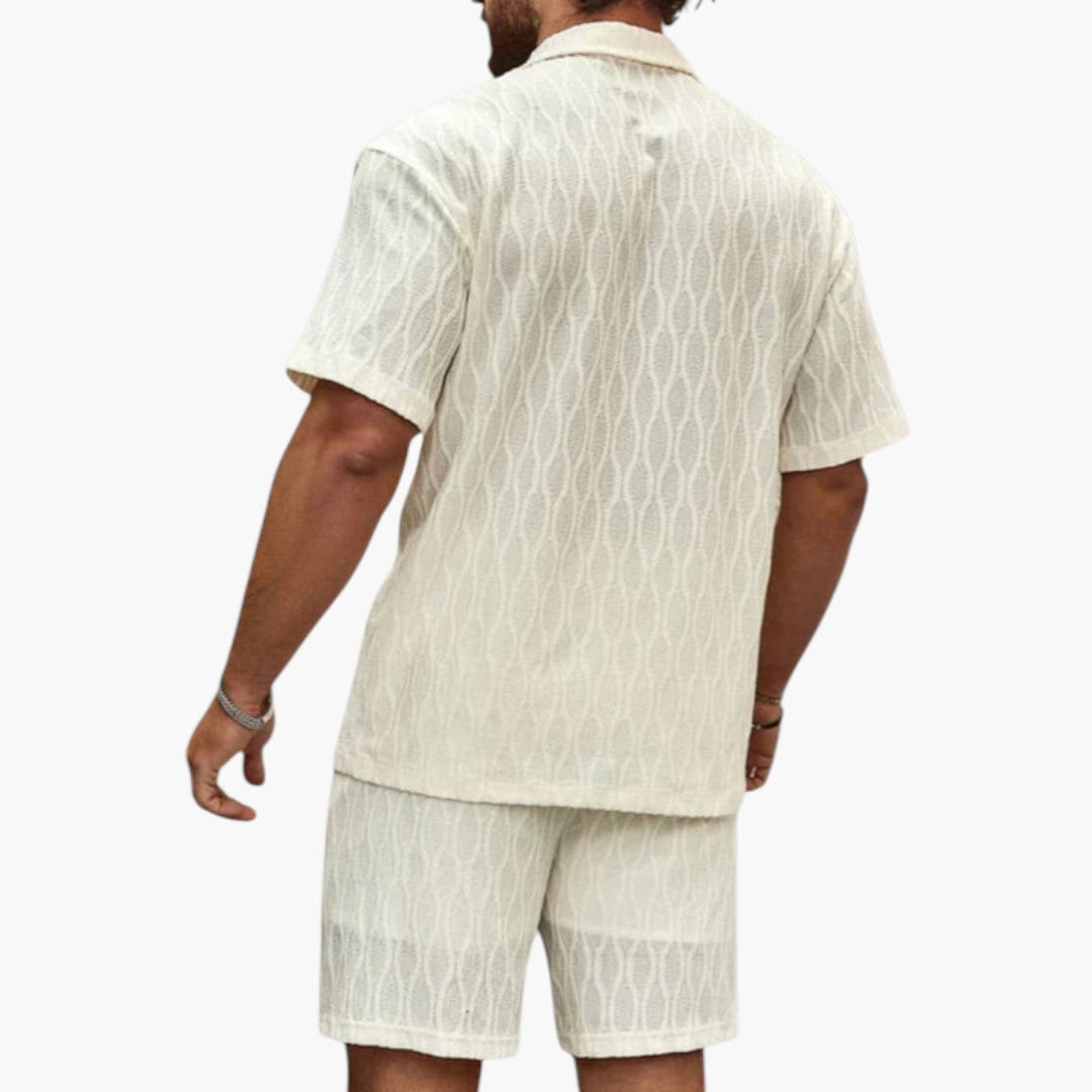 Men's two-piece set with elastic shorts