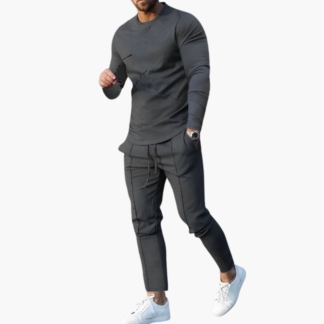 Ensemble loungewear homme 2 pièces avec sweat col rond et joggers fuselés