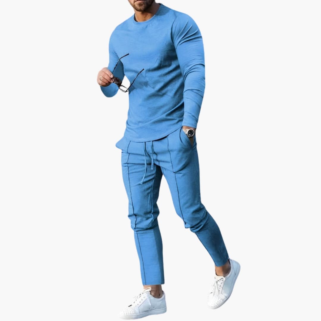 Ensemble loungewear homme 2 pièces avec sweat col rond et joggers fuselés