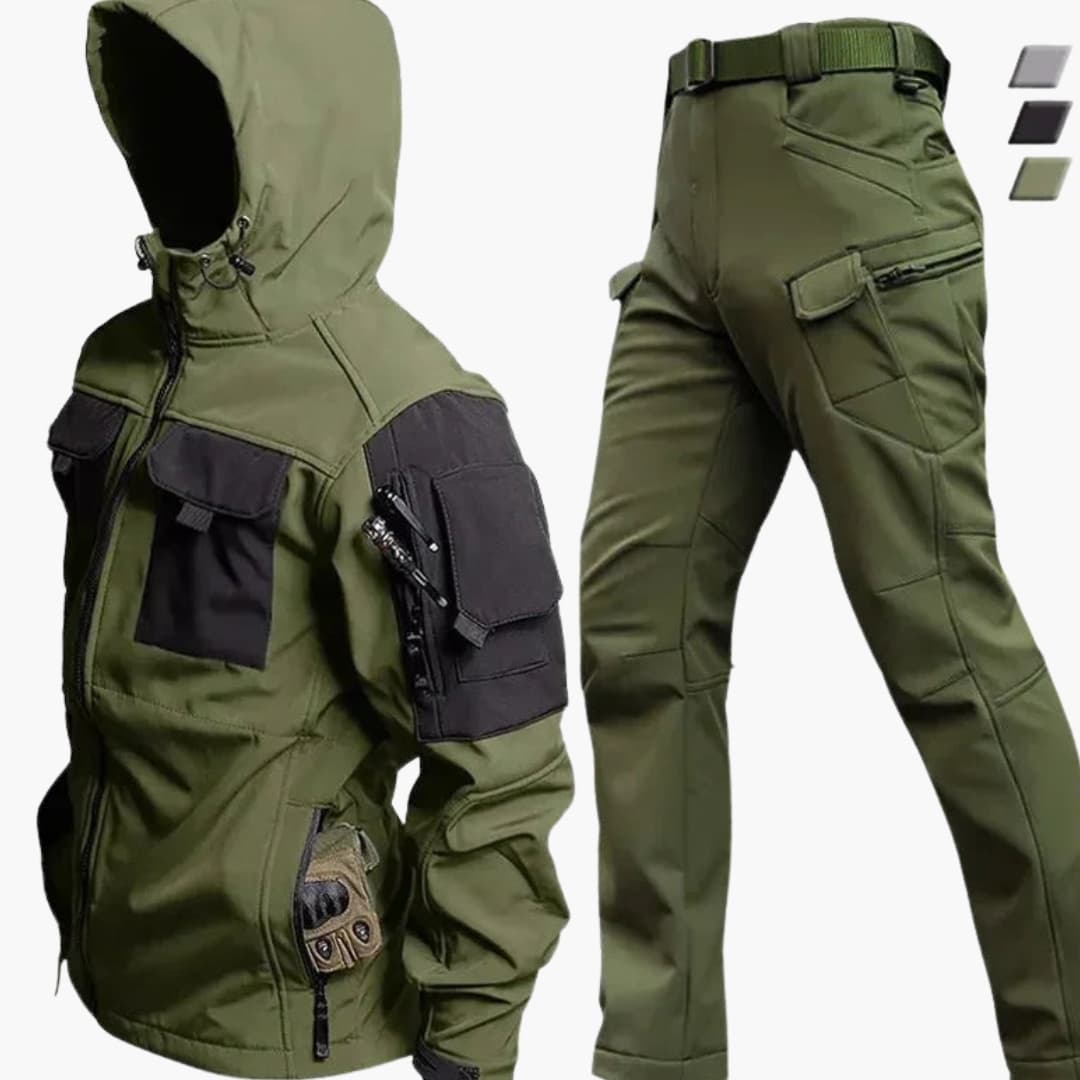 Ensemble outdoor homme avec veste zippée et pantalon droit