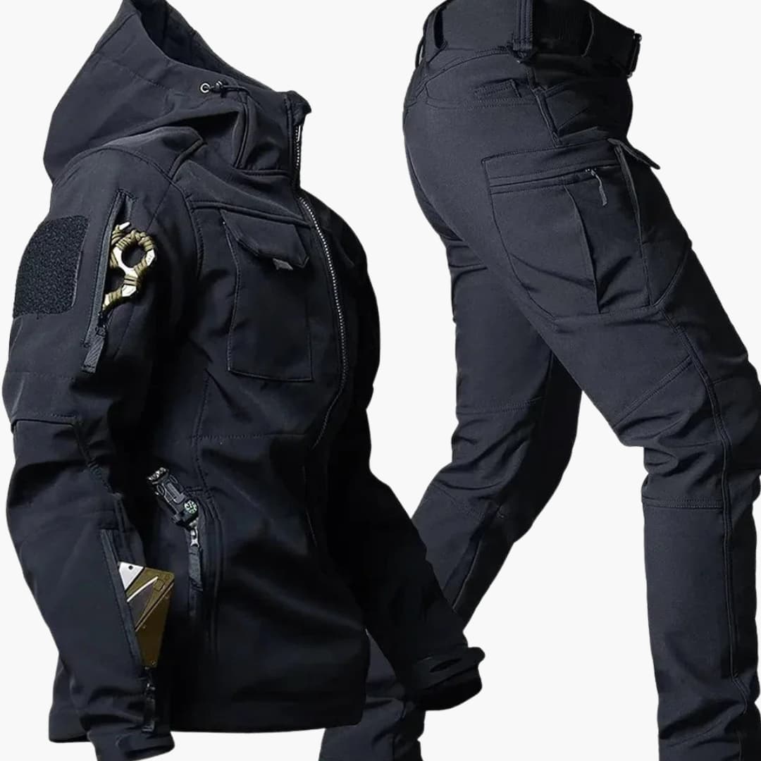 Ensemble outdoor homme avec veste zippée et pantalon droit