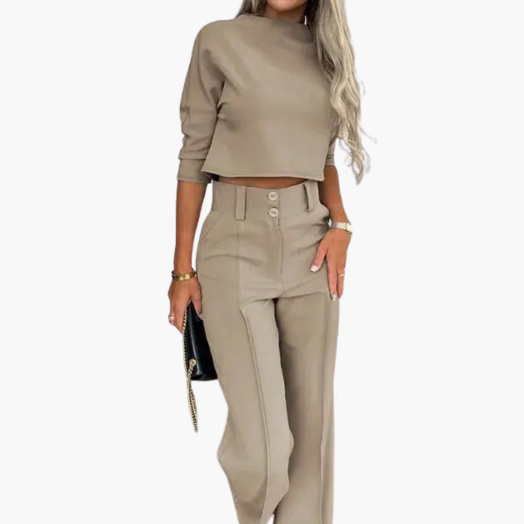 Ensemble pantalon femme avec top court et taille haute