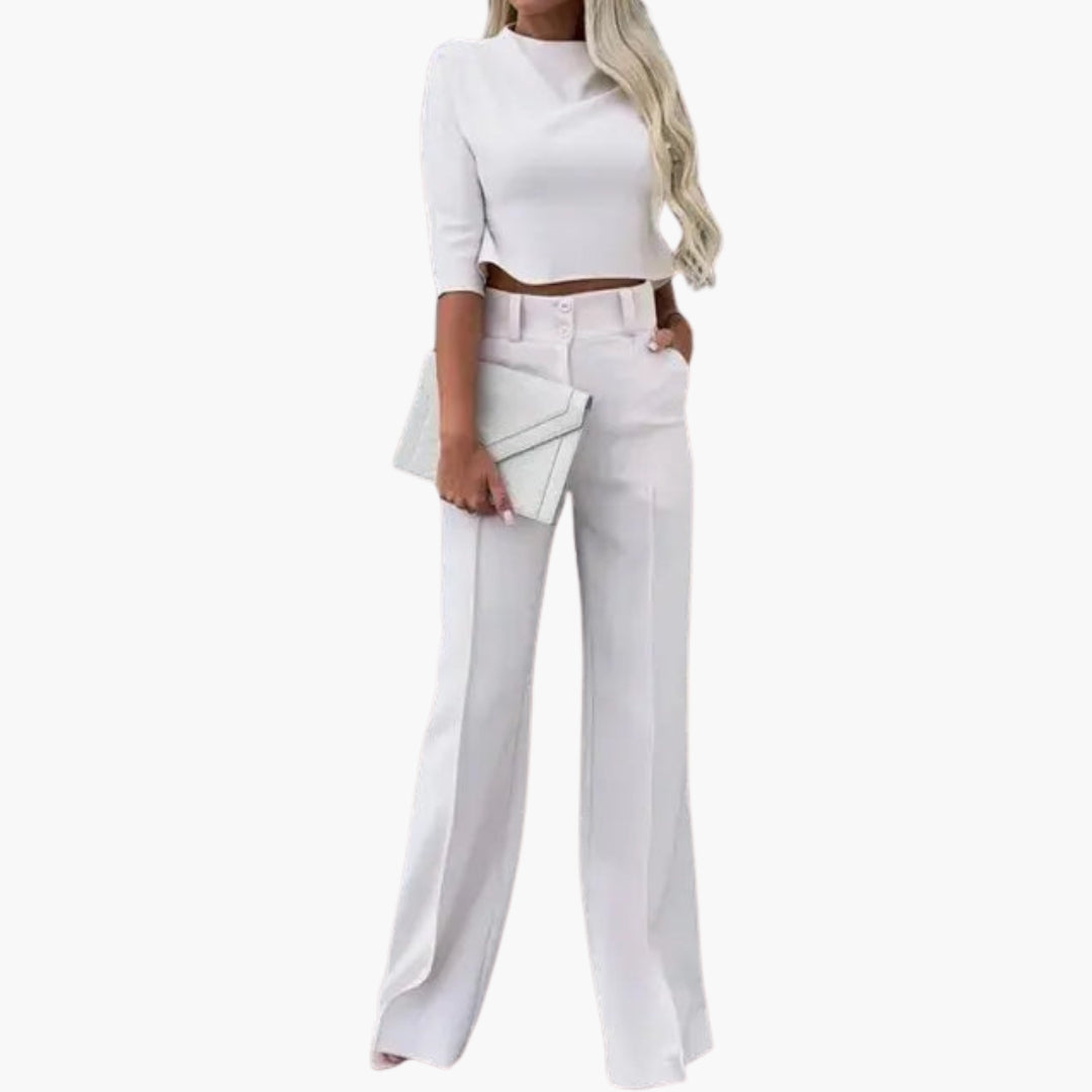 Ensemble pantalon femme avec top court et taille haute