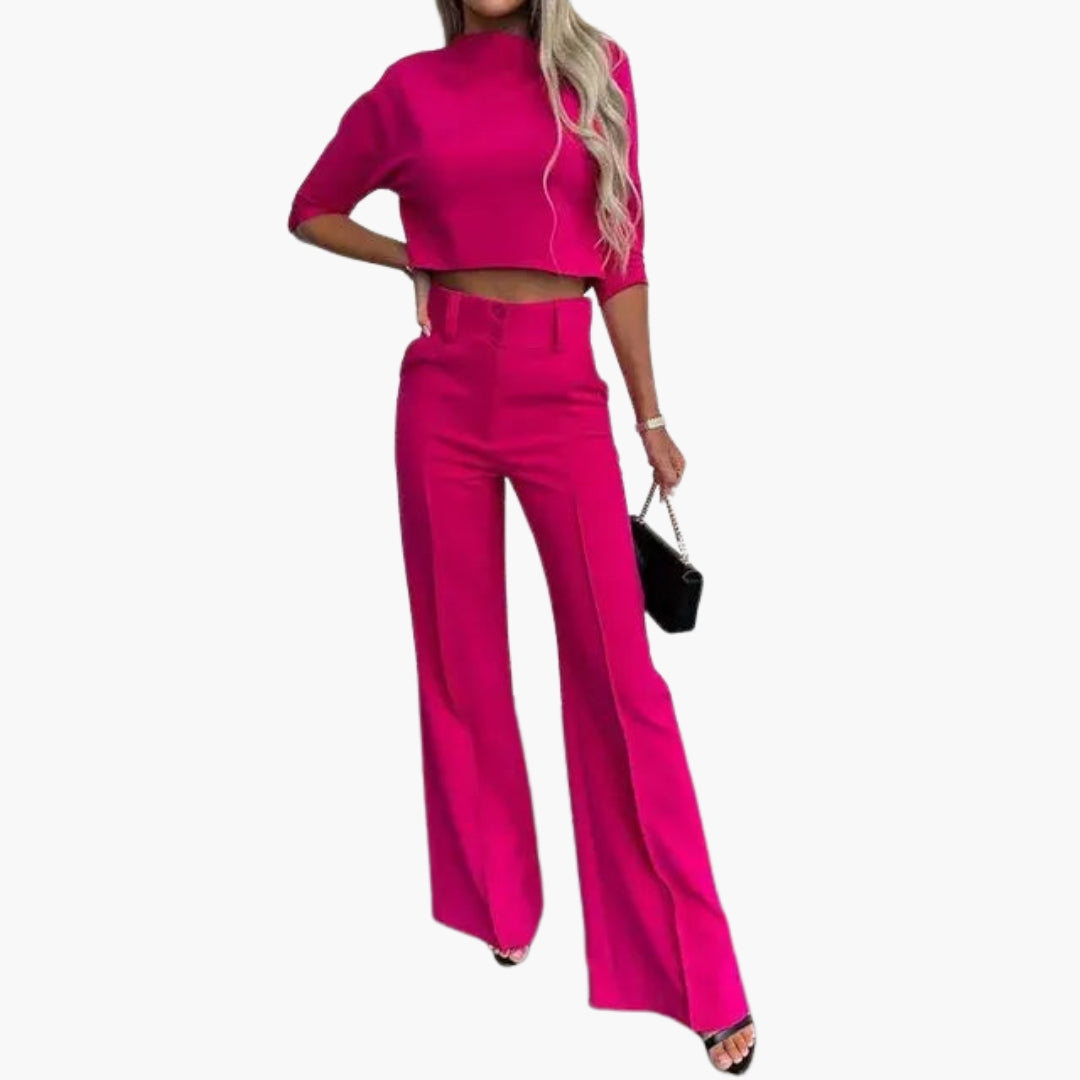 Ensemble pantalon femme avec top court et taille haute