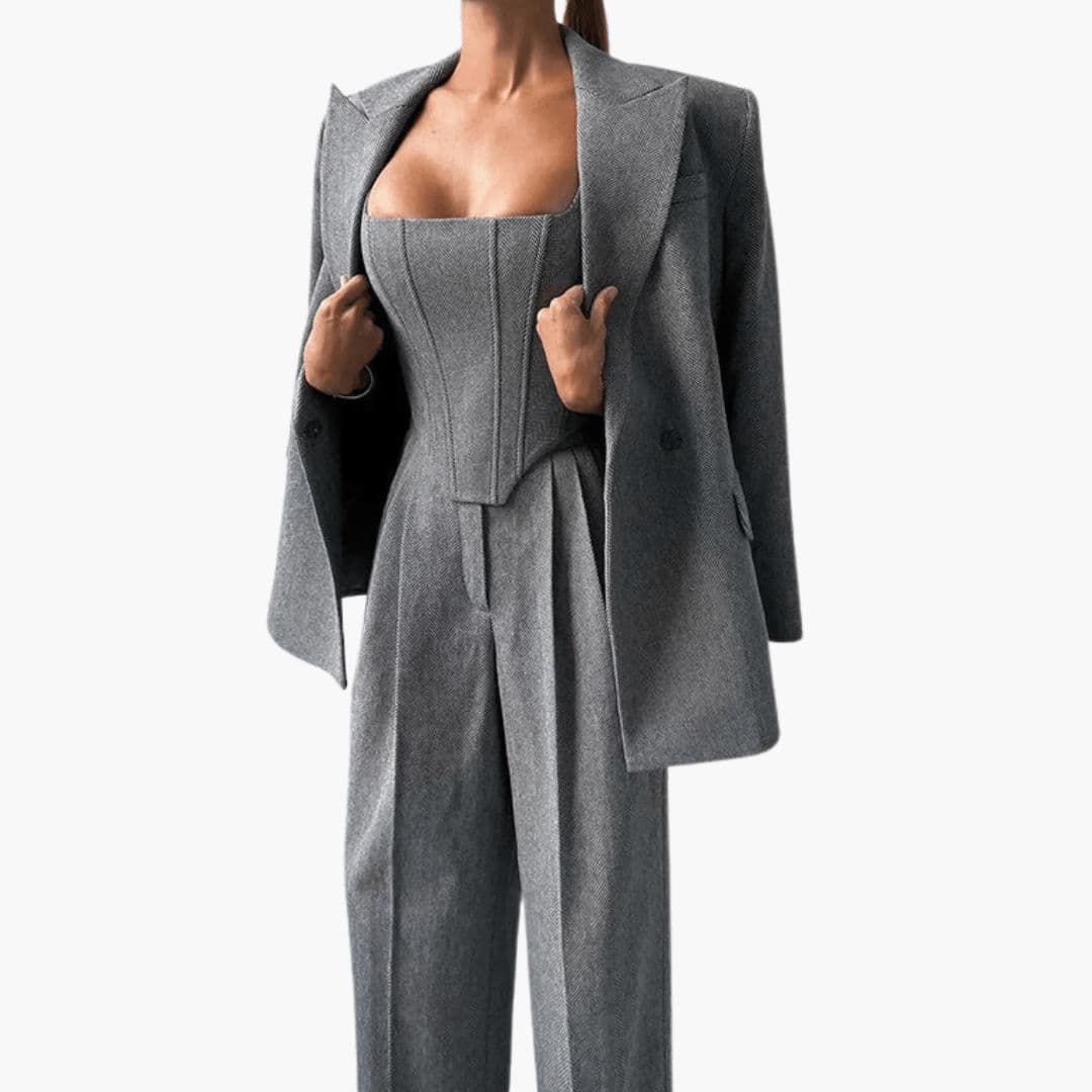 Ensemble pantalon femme avec veste corset