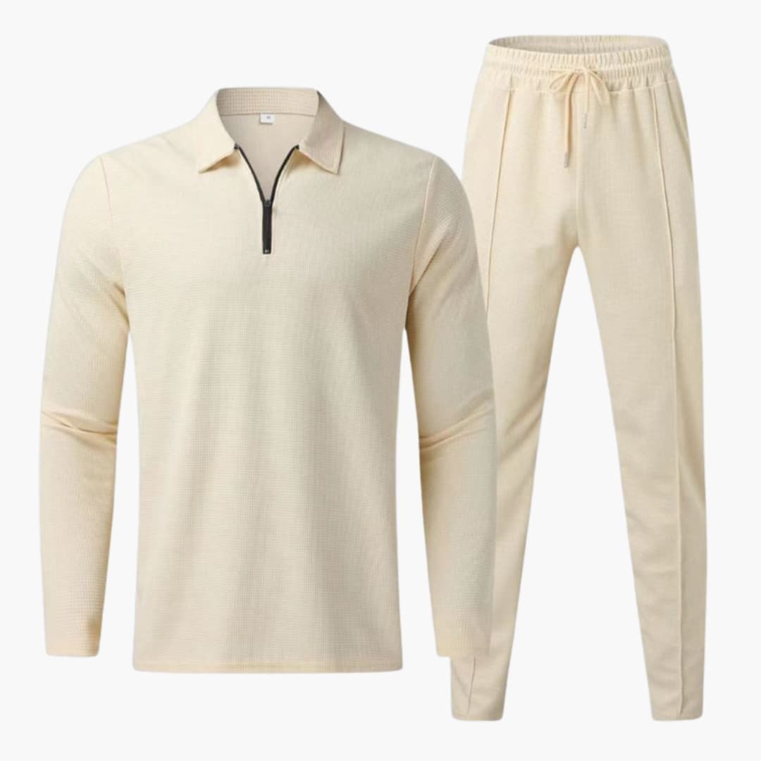 Ensemble polo manches longues et pantalon sweat homme à coupe droite