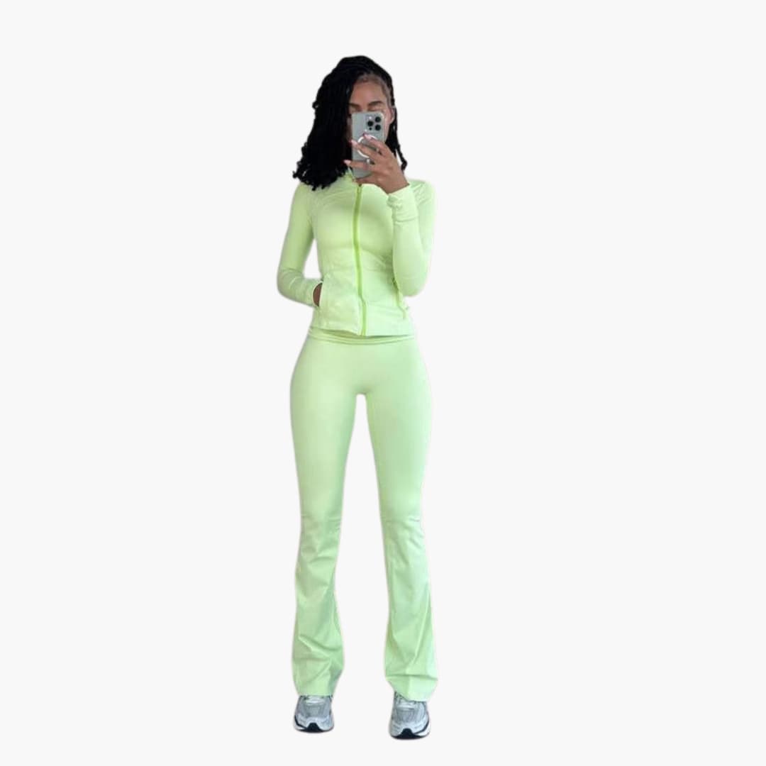 Completo sportivo donna con giacca con zip e leggings