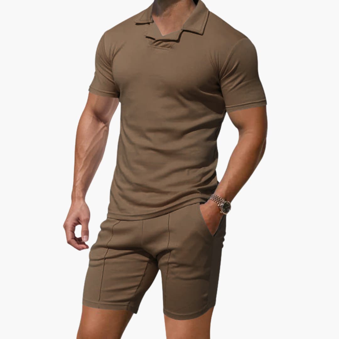 Ensemble sportswear homme avec haut à manches courtes et short à taille élastique
