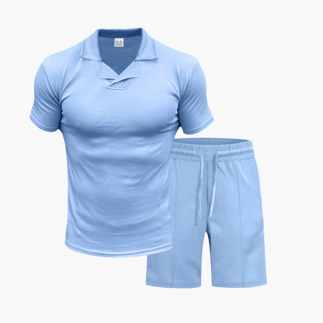 Herren-Sportensemble mit kurzärmeligem Oberteil und Shorts mit elastischem Bund
