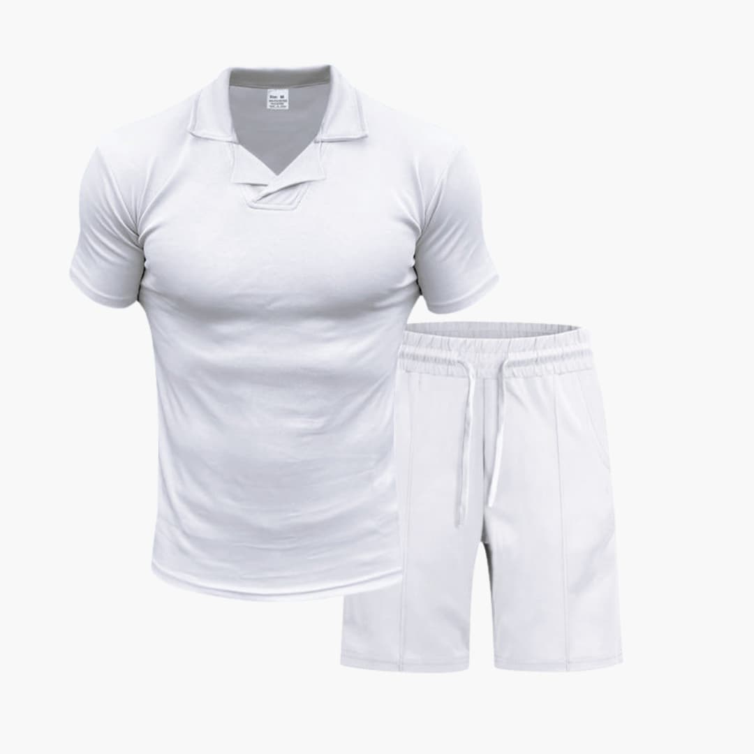 Herren-Sportensemble mit kurzärmeligem Oberteil und Shorts mit elastischem Bund