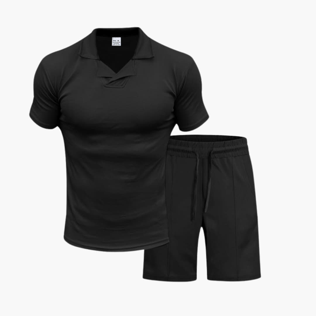 Ensemble sportswear homme avec haut à manches courtes et short à taille élastique
