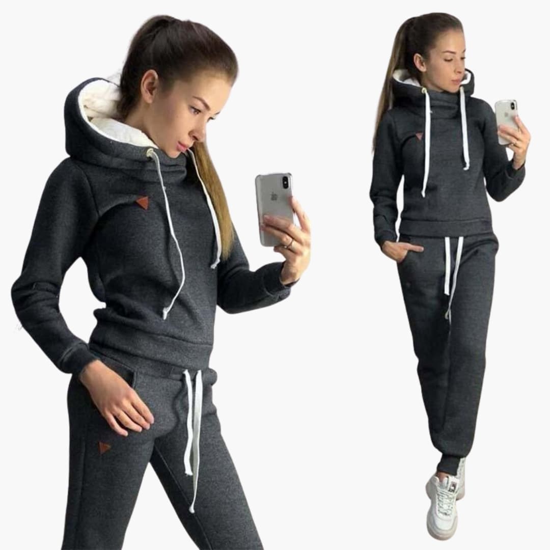 Completo tuta donna con giacca con zip e pantaloni
