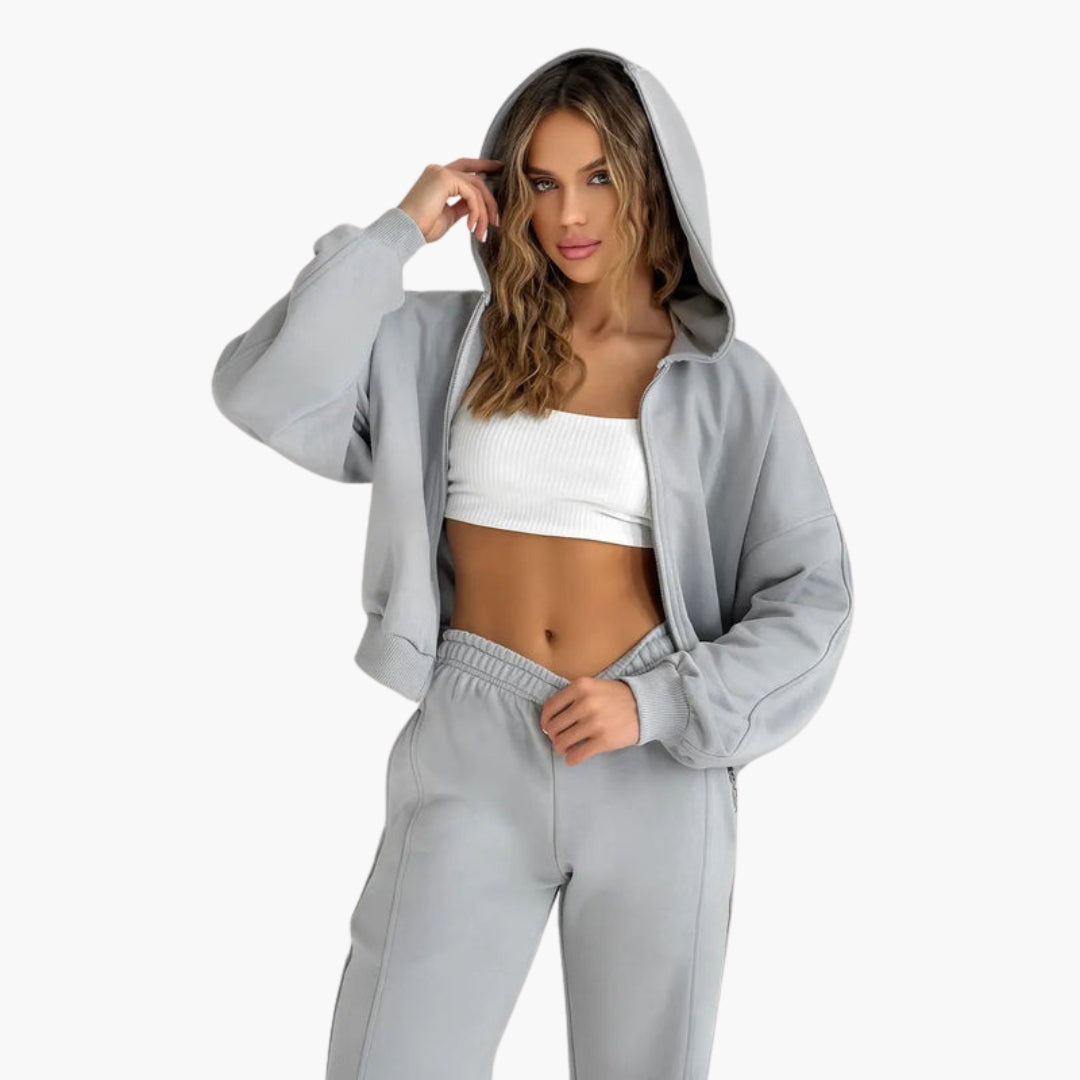 Completo felpa oversize con cappuccio donna con zip