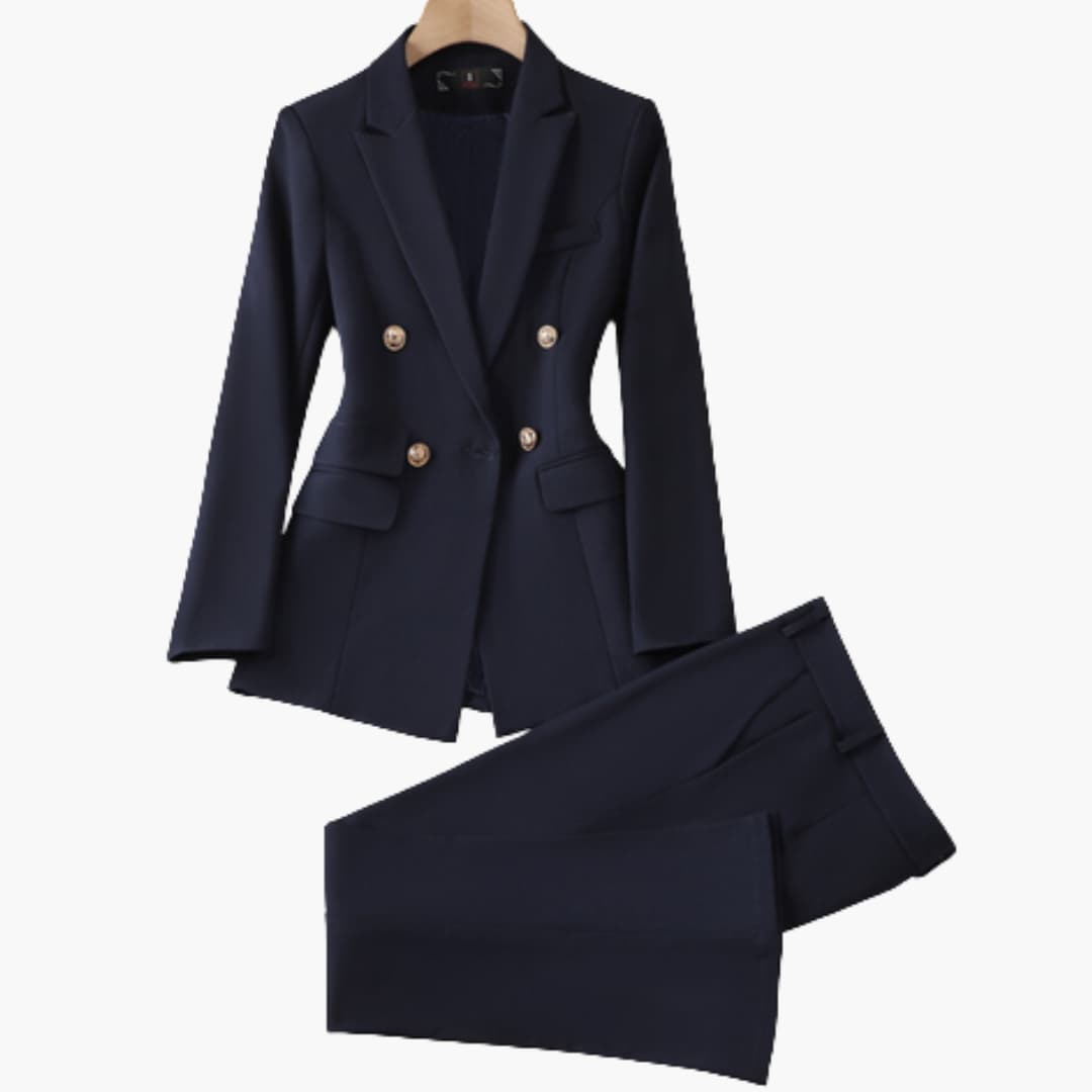 Ensemble tailleur femme avec blazer et pantalon droit