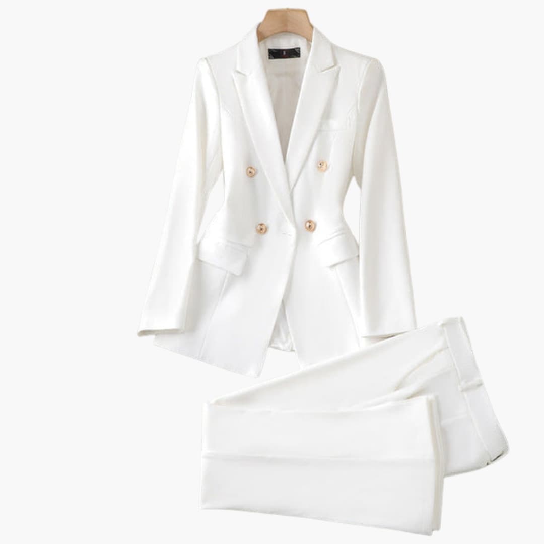 Ensemble tailleur femme avec blazer et pantalon droit