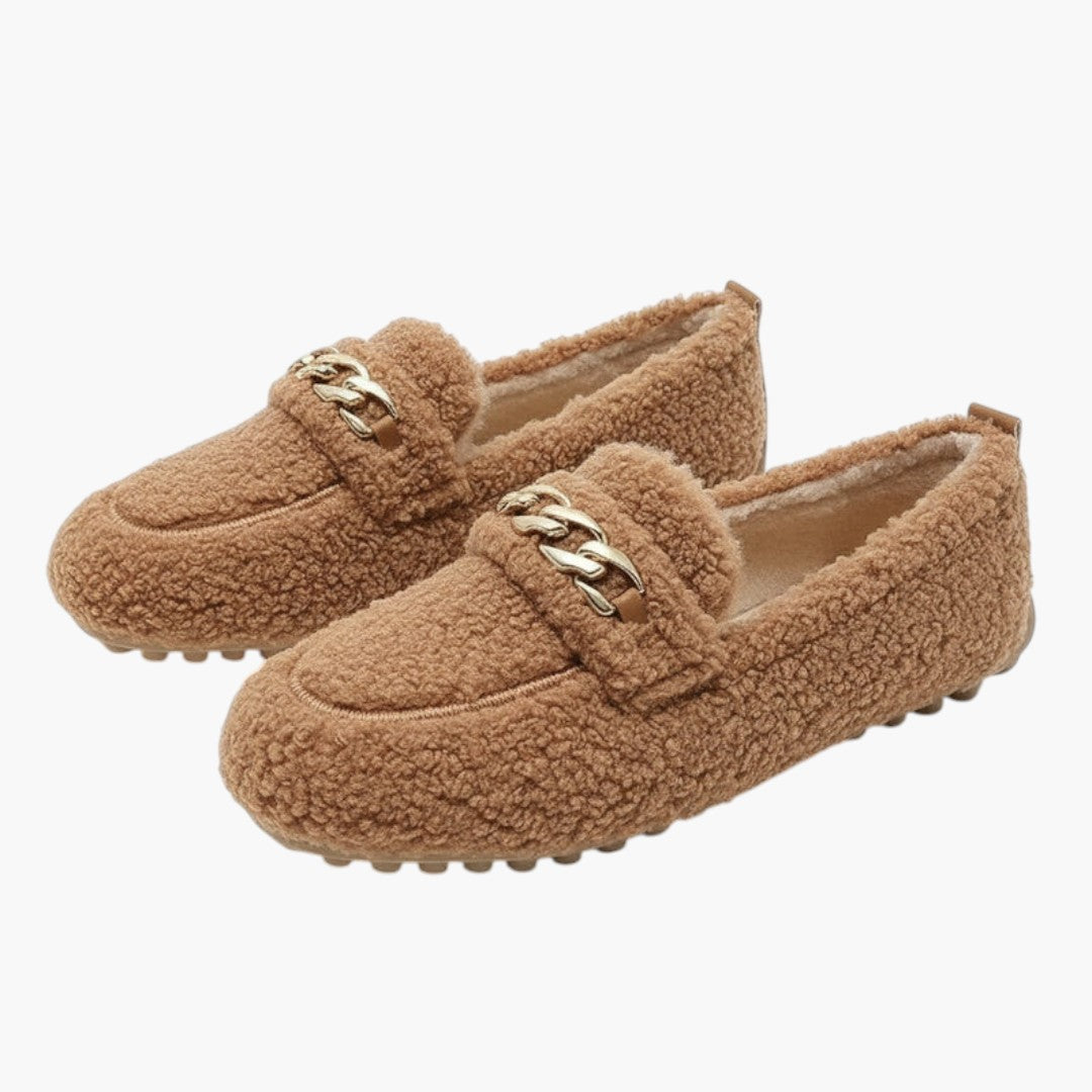 Femmes Chaussons avec Doublure Laine et Semelle Caoutchouc