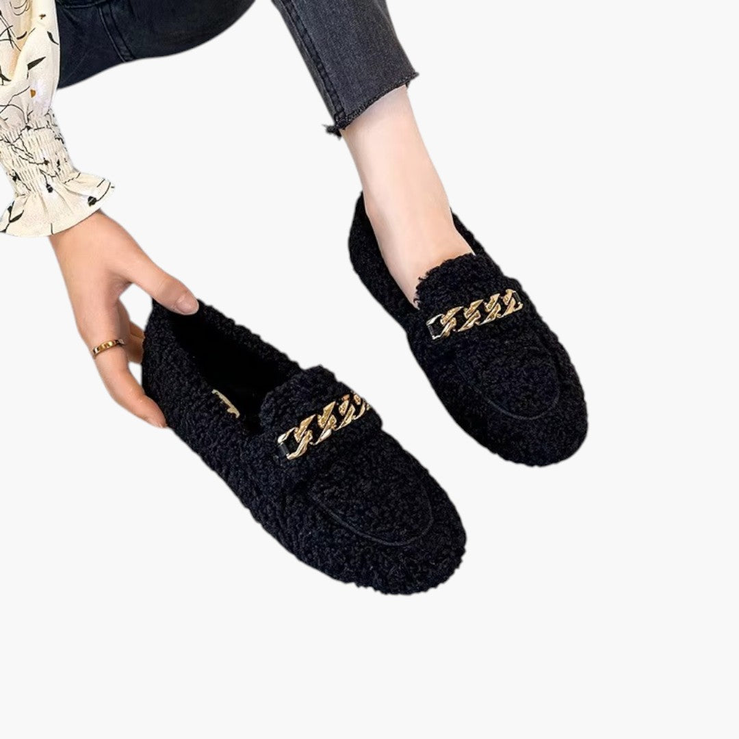Femmes Chaussons avec Doublure Laine et Semelle Caoutchouc
