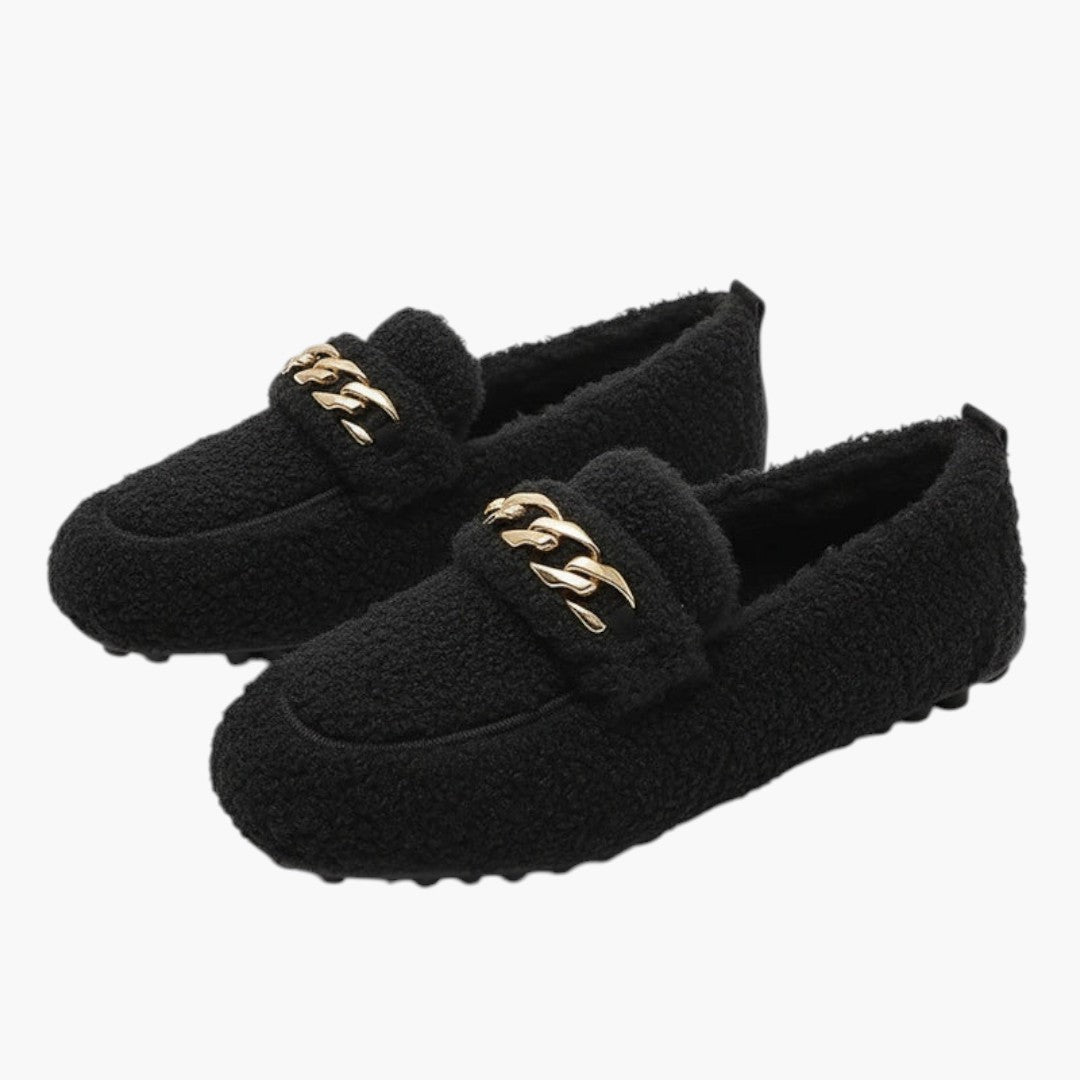 Femmes Chaussons avec Doublure Laine et Semelle Caoutchouc