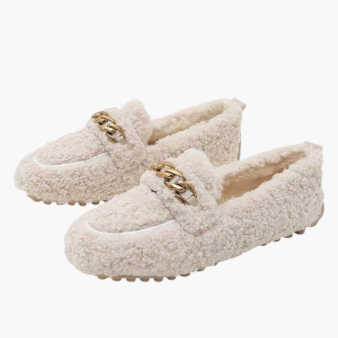 Femmes Chaussons avec Doublure Laine et Semelle Caoutchouc