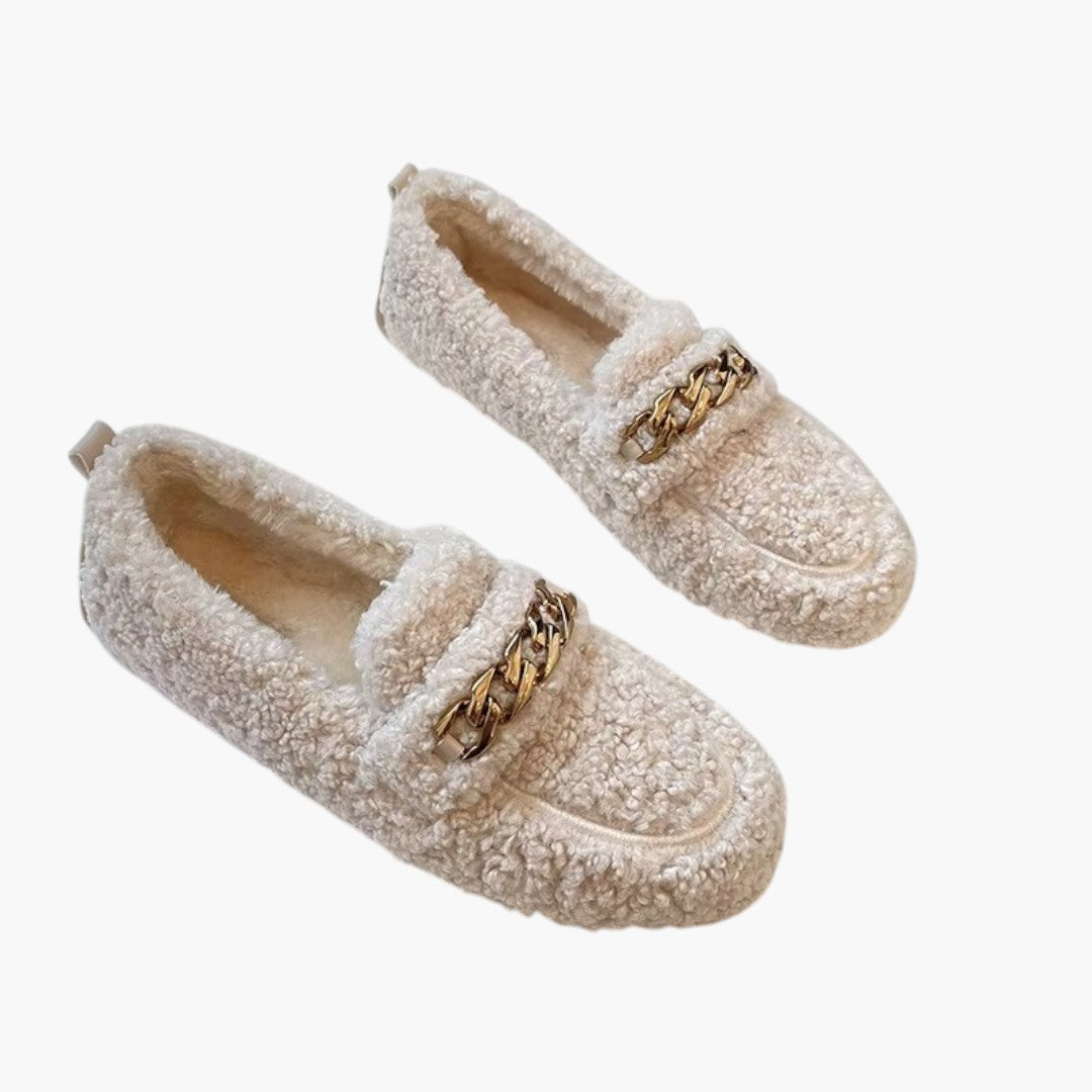 Femmes Chaussons avec Doublure Laine et Semelle Caoutchouc