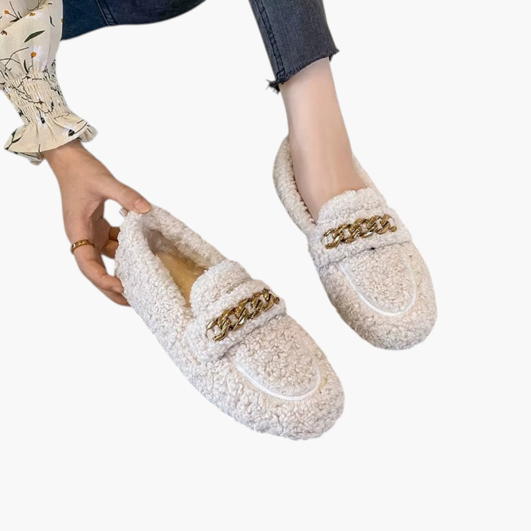 Femmes Chaussons avec Doublure Laine et Semelle Caoutchouc