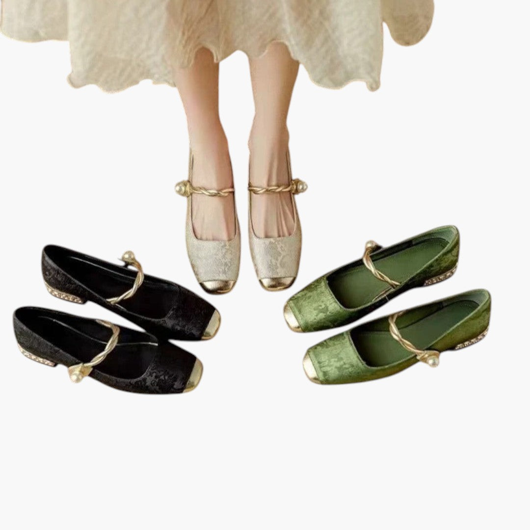 Femmes Chaussures Mary Jane avec Bride Perles et Talon Bloc