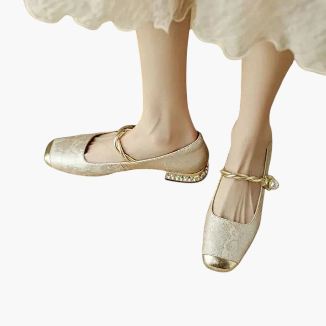 Femmes Chaussures Mary Jane avec Bride Perles et Talon Bloc