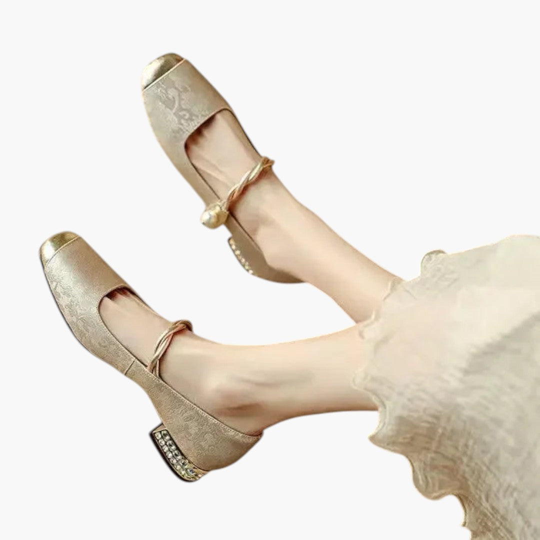 Femmes Chaussures Mary Jane avec Bride Perles et Talon Bloc
