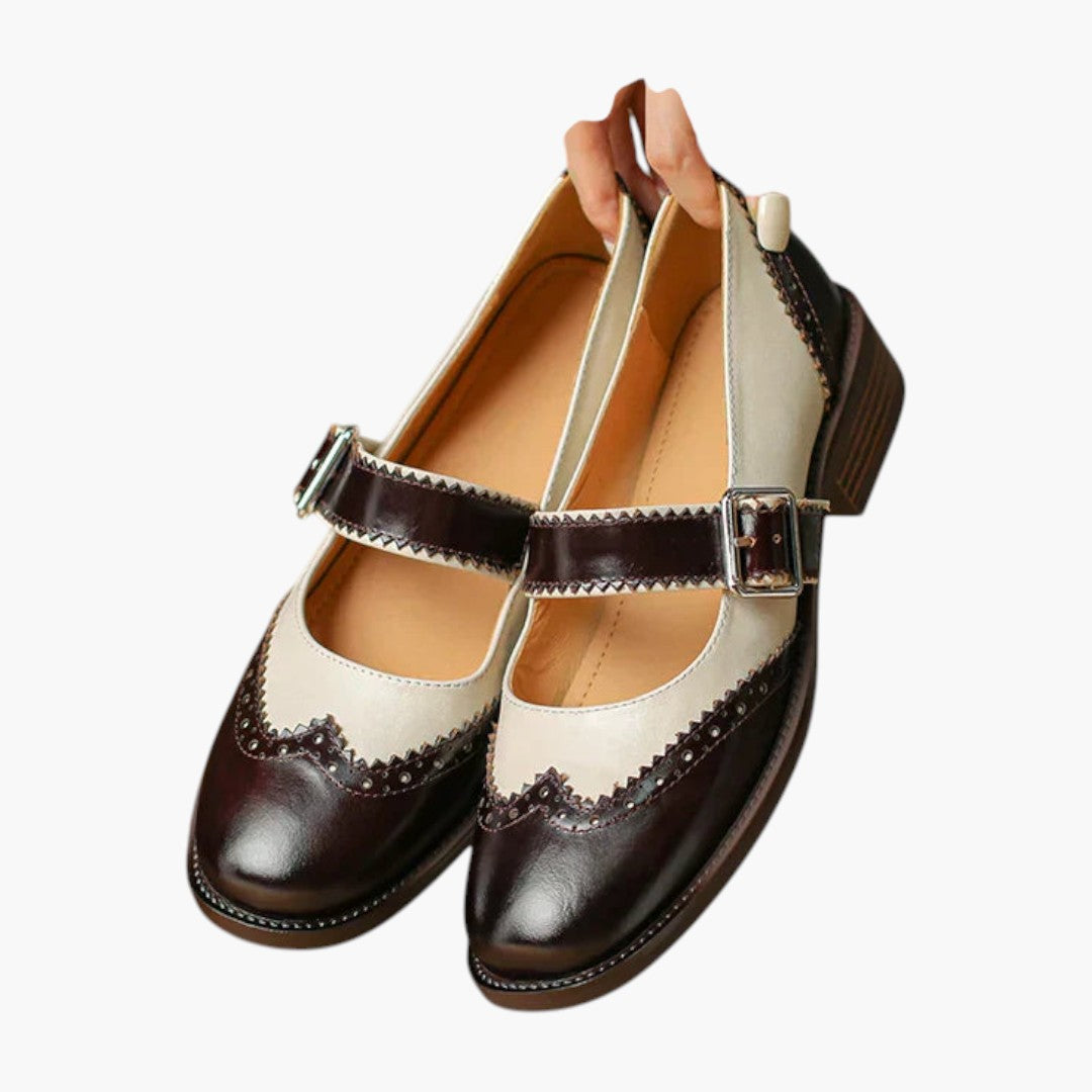 Femmes Chaussures Mary Jane avec Bride T et Détails Brogue