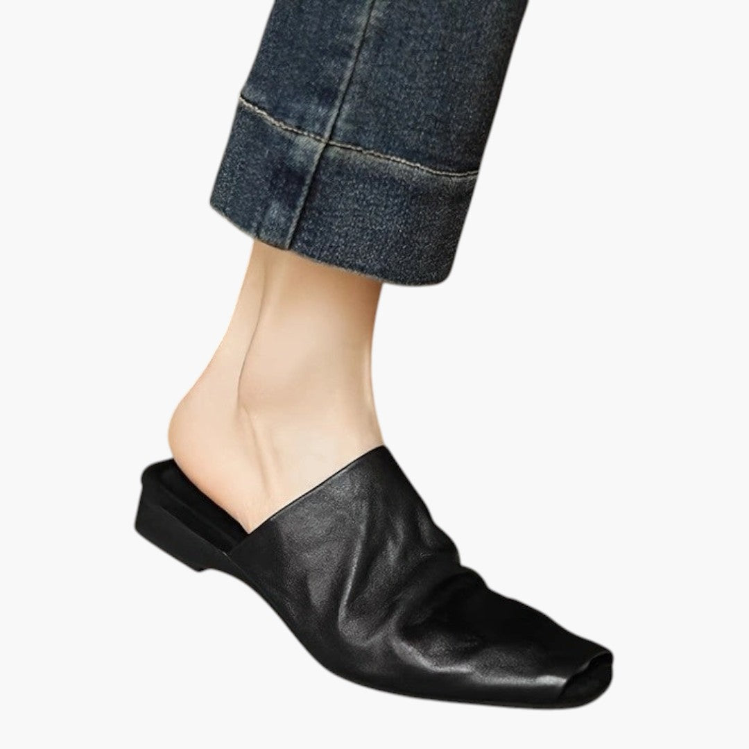 Scarpe da donna mule con punta quadrata e suola piatta
