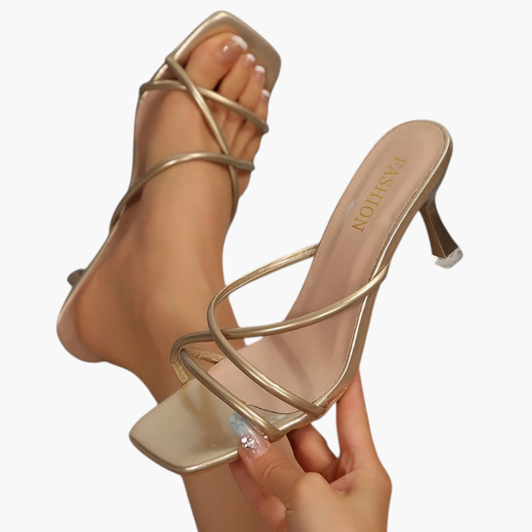 Femmes Sandales Talon Aiguille a Brides Croisées et Bout Ouvert