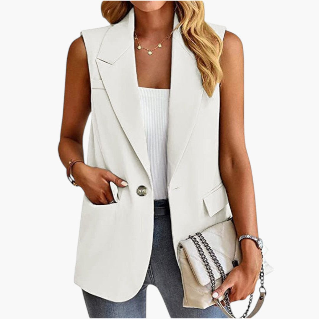 Gilet blazer femmes a col à revers et fermeture par bouton